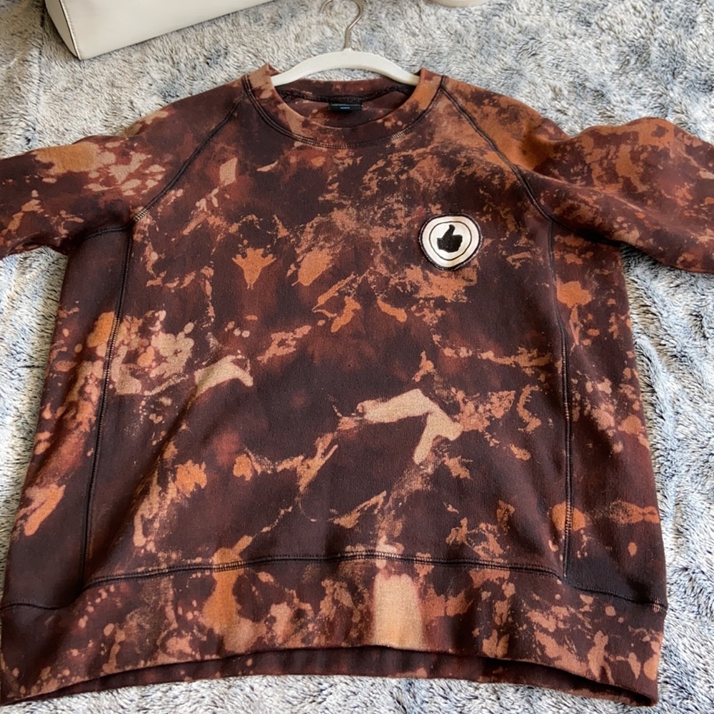 Reverse Tie Dye Bleach Dye Crewneck Crop Vintage - Picture 11 of 16